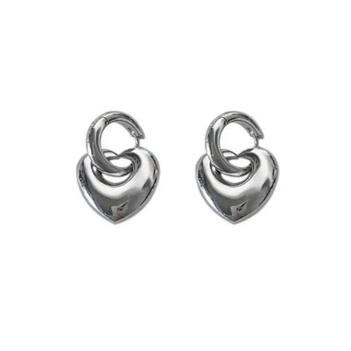 Damen Creolen mit Anhänger Herz Sterling Silber 925 Ohrringe Kreolen - Vipfashion797