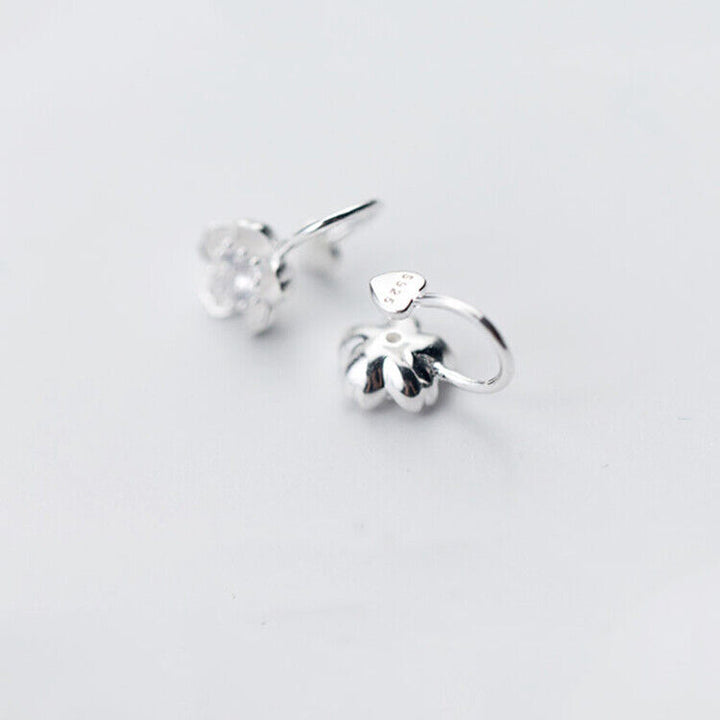 Blume Ohrklemme Silber 925 Zirkonia Damen Clip Ohrringe ohne Loch - Vipfashion797