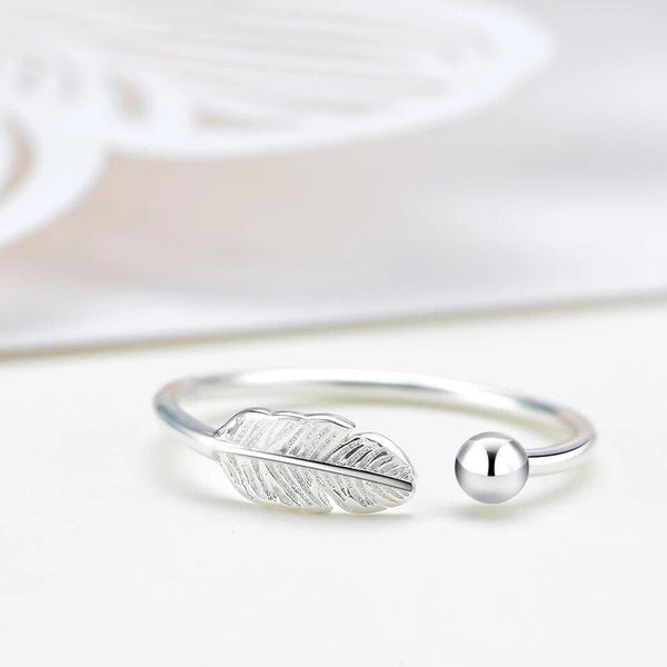 Damen Ringe Silber 925 Stempel Blatt Offenerring verstellbar 48-51