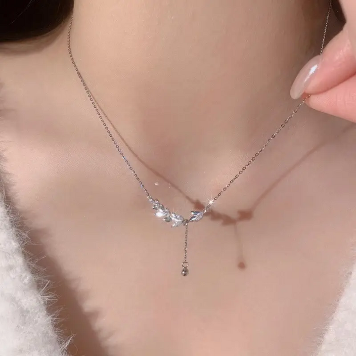 Halskette mit Anhänger Blatt Sterlingsilber 925 Damen - Vipfashion797