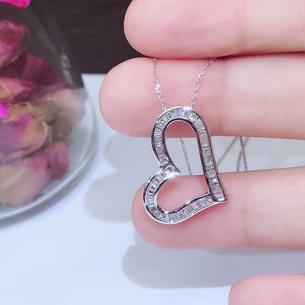 Halskette mit Herz Silber Anhänger Collier Kette Damen Silber 925