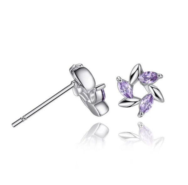 Ohrringe Ohrstecker Blume Silber 925 mit Zirkonia T O P