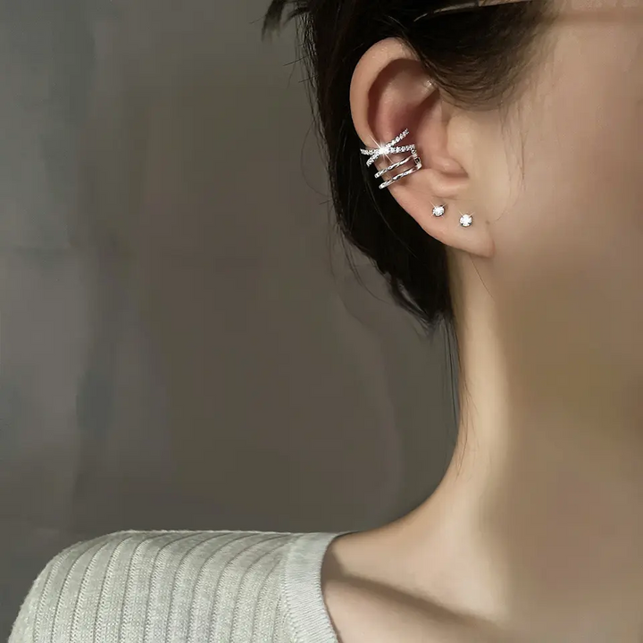Ohrklemme 925 Silber Zirkonia Ohne Loch 1 Stück Damen Ohrschmuck - Vipfashion797