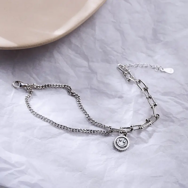 Damen Armband Runde lächeln Sterling Silber 925 Armkette