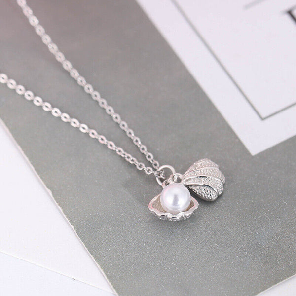 Kleine Ginkgo Halskette Sterlingsilber 925 Perle Damenkette - Vipfashion797