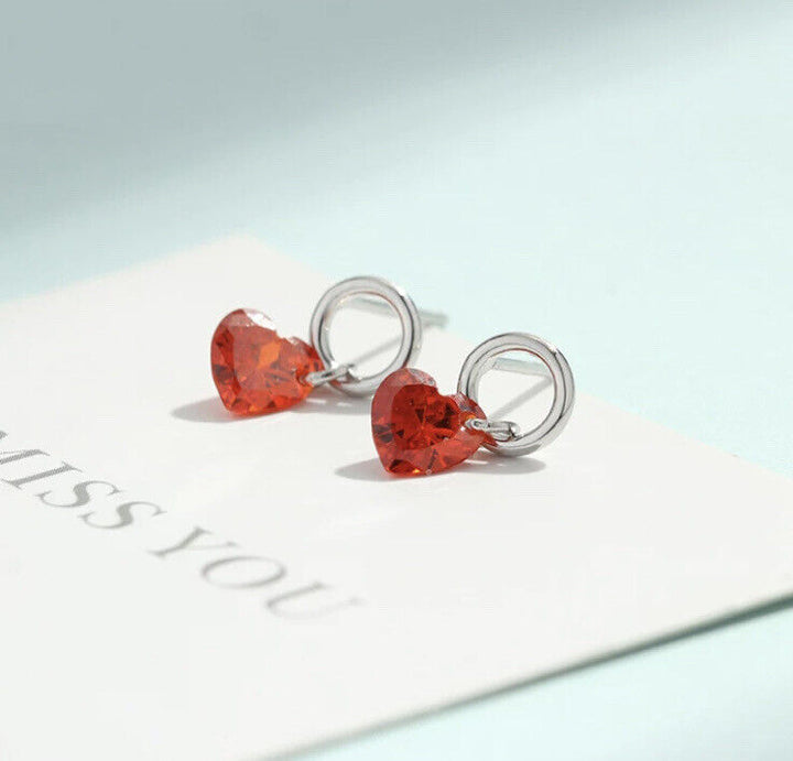 Ohrstecker Herz Sterling Silber 925 Zirkonia Mädchen Damen Ohrringe - Vipfashion797