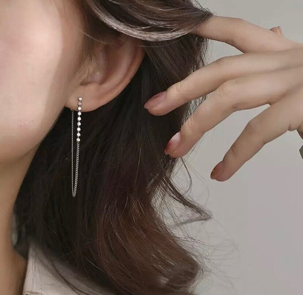 Ohrringe Ohrhänger mit Kette Sterlingsilber 925