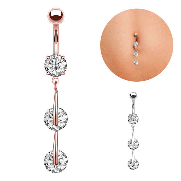 Edelstahl Bauchnabel Piercing Gebogener Stab Zirkon Nabel Kristall Banane Kette