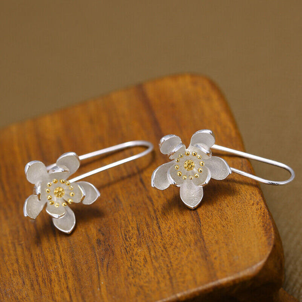 Damen Ohrhänger Sterling Silber 925 Blume Ohrringe