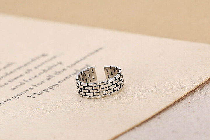 Ring Kette Sterling Silber 925 Geschwärzt Damen offen 47-52 - Vipfashion797