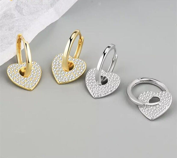 Creolen Herz Anhänger Sterling Silber 925 Damen Ohrringe Zirkonia
