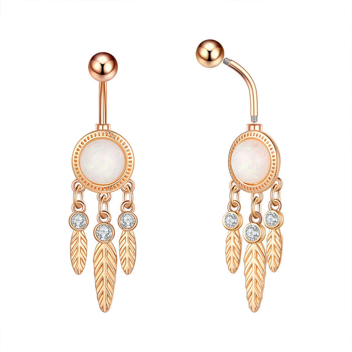 Opal Bauchnabelpiercing Rund Gebogener Stab Nabel - Vipfashion797