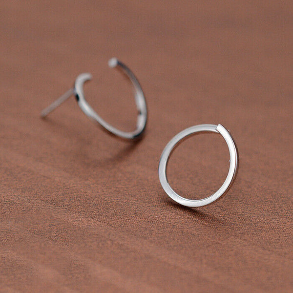 Geometrisch Ohrstecker Kreis Silber 925 Damen Mädchen Ohrringe 15mm