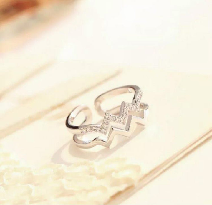 Damen Ring mit Zirkon größenverstellbar 51-55 - Vipfashion797