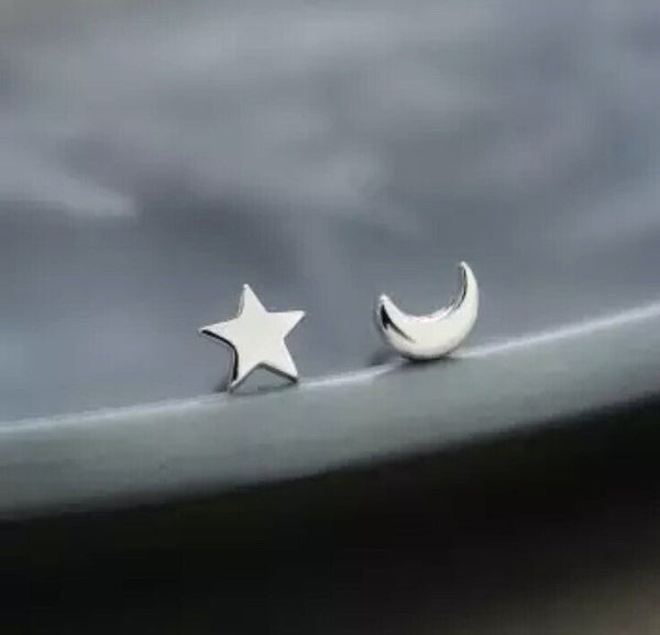 Ohrstecker Mond & Stern Sterlingsilber 925 Damen Mädchen Ohrringe