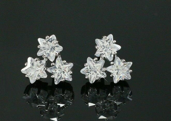 Drei Stern Ohrstecker Silber 925 Damen Mädchen Ohrringe