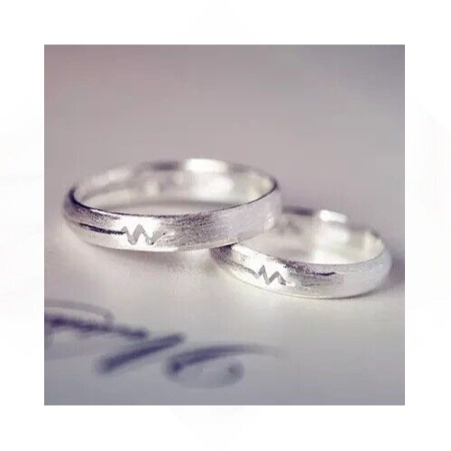 Zwei Partnerringe Ring Silber 925 Herzschlag Liebe Trauringe Freundschaft.