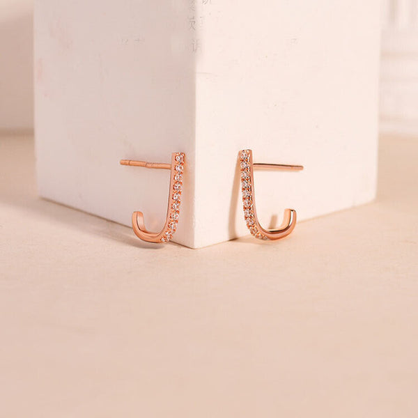 Mini Halb Creolen Ohrstecker echt Silber 925 Zirkonia Damen Ohrringe