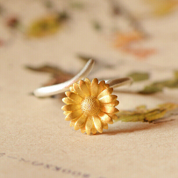 Sonnenblume Sterling Silber 925 Gelb Damen 49-56 - Vipfashion797