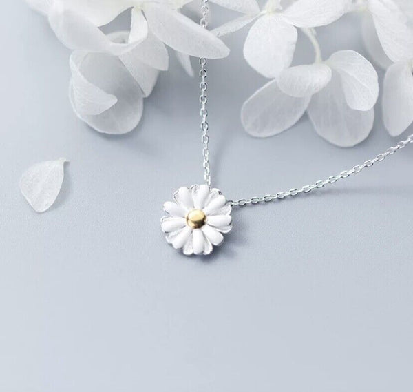 Collier Halskette Sonnenblume Sterling Silber 925 Opal Damen