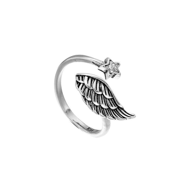Engel-Suite Ring Sterling Silber 925 Geschwärzt Größenverstellbar 51-59 - Vipfashion797