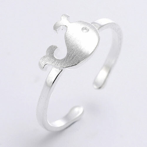 Damen Ring Delphin Sterling Silber 925 Größenverstellbar 45-49