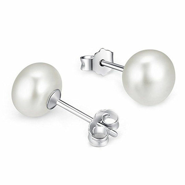 Ohrringe silberne Ohrstecker Weiß Perlenimitat Damenschmuck