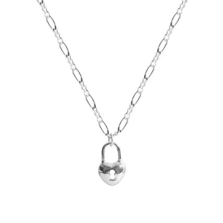 Halskette schlanke Kette Herzschloss Silber 925 Damen Mädchen Herz - Vipfashion797
