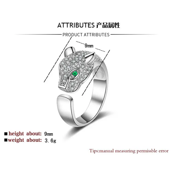Wolf Damen Ring mit Zirkonia Hoch-Fertige Qualität Größe verstellbar - Vipfashion797