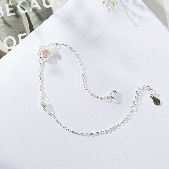 Armband Blume Silber 925 Zirkonia Damen Armkette - Vipfashion797