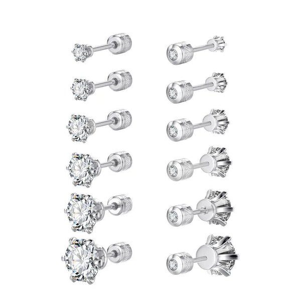 316L Gesundheitsstecker Ohrring 1 Paar Erstohrstecker Schraubverschluss 3-8 mm