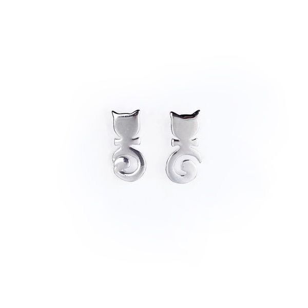 Kleine Ohrstecker Katze Sterling Silber 925 Damen Kinder Ohrringe