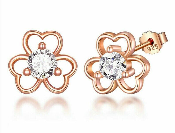 Kleine Ohrstecker Blume 100% Sterling Silber 925 Zirkonia Damen Ohrringe