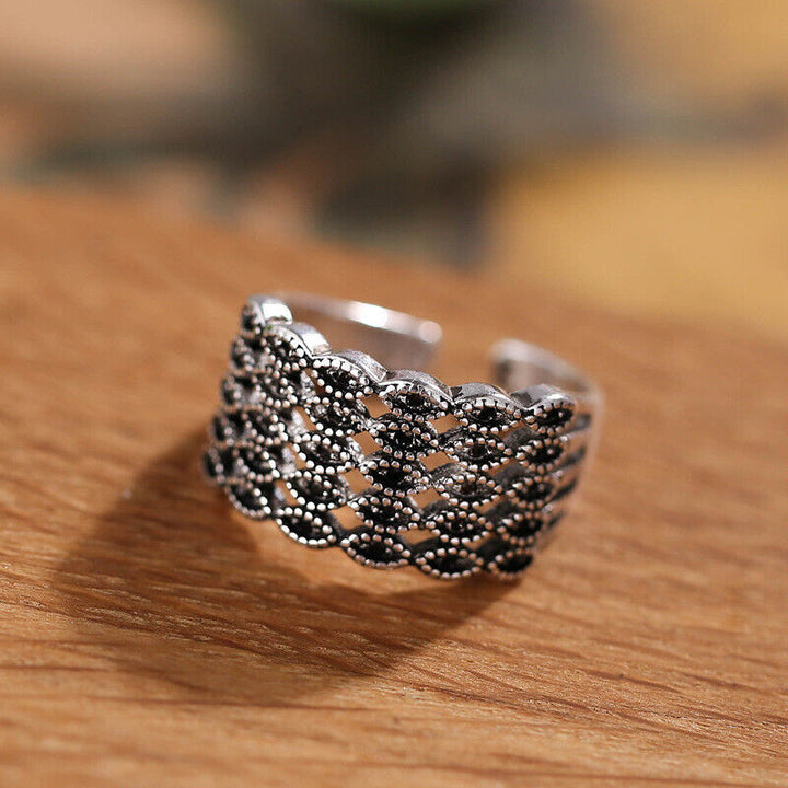 Damen Ring Silber 925 schwarzer Zirkonia 52-56 - Vipfashion797