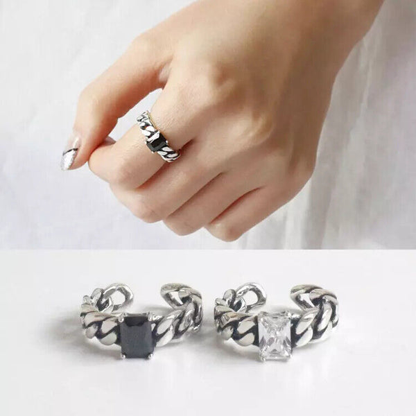 Ring Kette Sterlingsilber 925 Geschwärzt Größenverstellbar 48-54