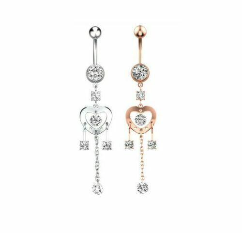 Bauchnabel Piercing Herz Kristall Stab Zirkon hervorragende Qualität. - Vipfashion797