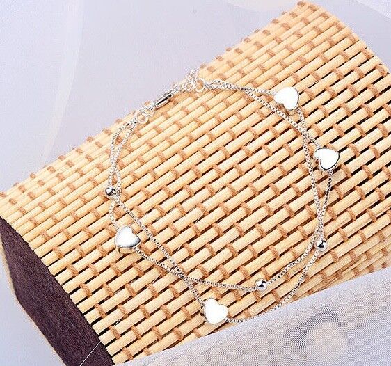 Herz Armband mit Kugeln Sterlingsilber 925 kette Damen Armkette 20,5 cm