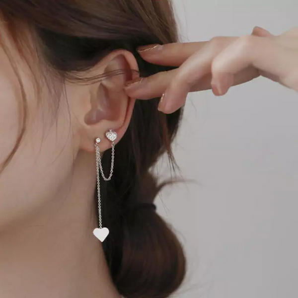 Ohrstecker Herz Ohrhänger Sterling Silber 925 Zirkonia Damen Ohrringe