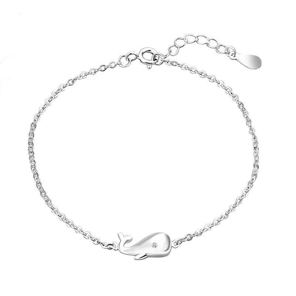 925 Silber Damen Armband – Delfin mit Zirkonia, Armkette bis 21 cm