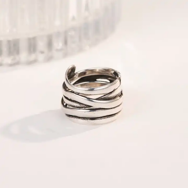 Ring Streifen Sterling Silber 925 Damen Größe verstellbar