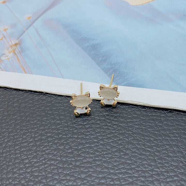 Kleine Ohrringe Katze Silber 925 Damen Mädchen Ohrstecker 5,5mm - Vipfashion797