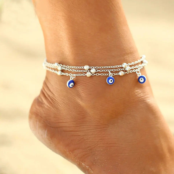 Fußkette Anhänger Auge Damen Fuß-Armkettchen